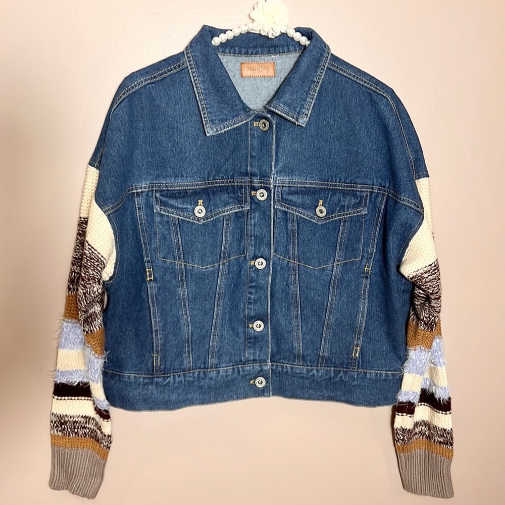 Umgee DenimSweater Sleeve Jacket - Picture 3 of 9